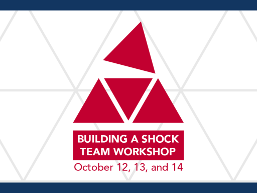 A graphic advertising the "Building a Shock Team" Workshop