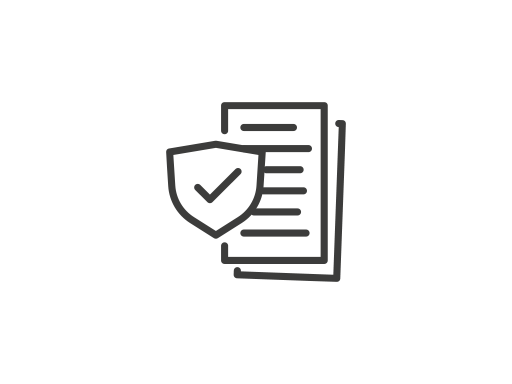 An icon of papers with a shield and check mark